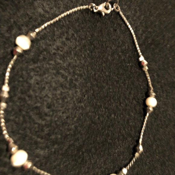 Women's Girl's unique necklace made of two bracelets metal chain and beads 17" - Picture 3 of 5